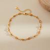 Gold Plated Emerald Green CZ & Gold Ball Bead Chain Anklet With Extension