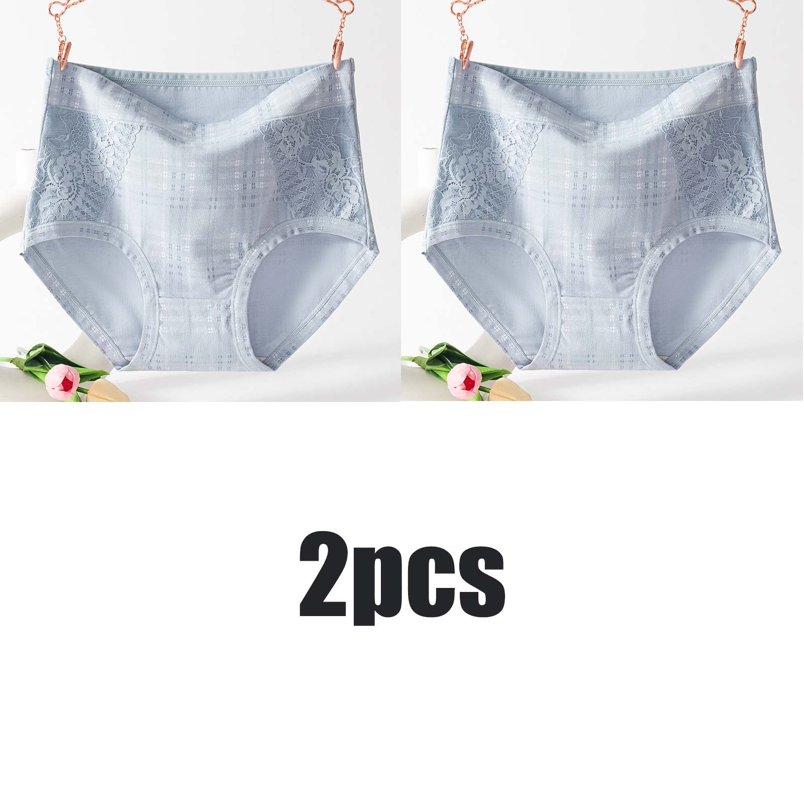 

2 шт. женское увеличенное расширенное нижнее белье с защитой от удушения, удобное нижнее белье с высокой талией, которое можно носить весом до 200 фунтов 5XL синий