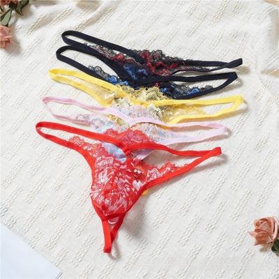 Transparent Mesh Sheer Panties Low Waist T-back Briefs Men Thin Men's Lace Thong Role Play