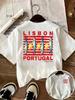 Lisbon Portugal Sardine Graphic Tee Vintage Souvenir Style Short Sleeve Crew Neck Casual Top Streetwear For Unisex Unisex