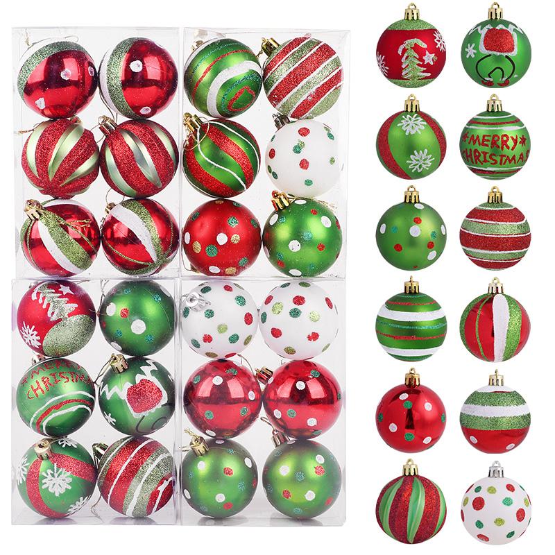 6pcs 6cm Painted Christmas Ball Decorations Green Monster Xmas Tree Ornaments Hanging Pendant New Year Party Home Decor