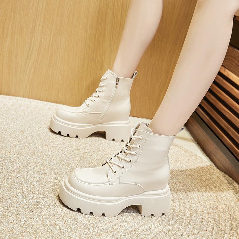 Thick-soled Martin Boots Women's 2025 New Autumn and Winter Single Boots Warm and Versatile Short Boots Tide-increasing Boots Women's Wenzhou Shoes