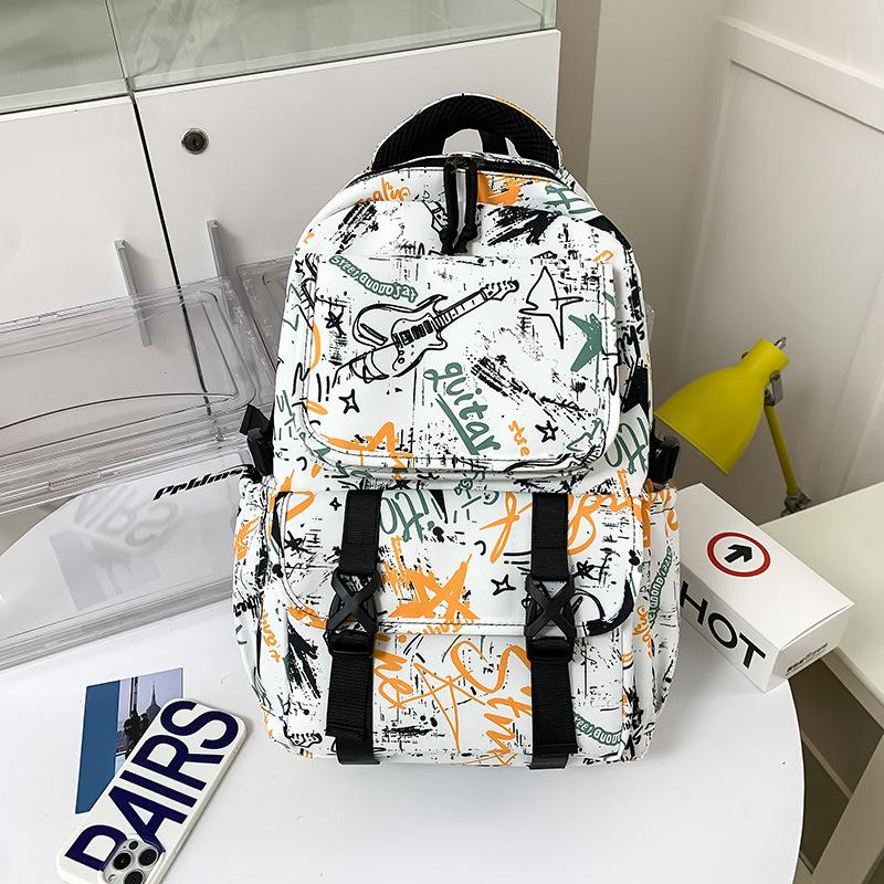Schoolbag graffiti color printing fashion trendy cool college student schoolbag new leisure travel large capacity backpack