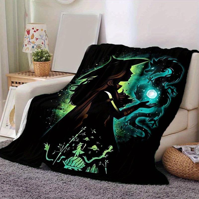 1 Stück, Hexe & Drache Fantasy Kunstdruck Heimdeko Decke, Sofadecke, Outdoor-Decke, Geschenk für Freunde, Flanelldecke, Perfekt für das Bett