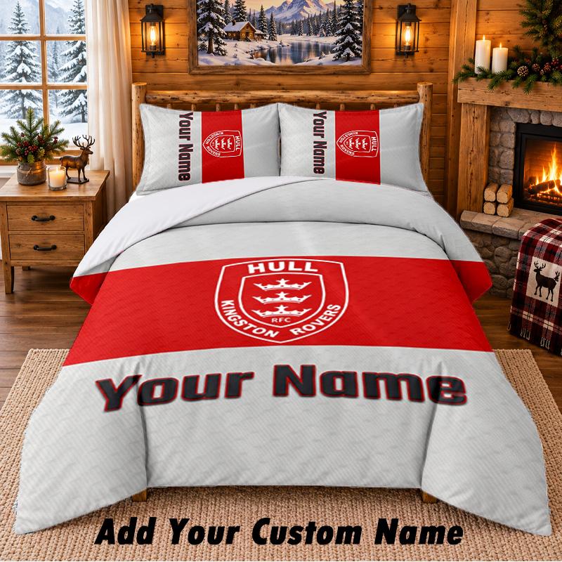 Hull KR Pattern Bedding 3Pcs Set Custom Name, Bed Sheet And Pillowcases For Home Bedroom