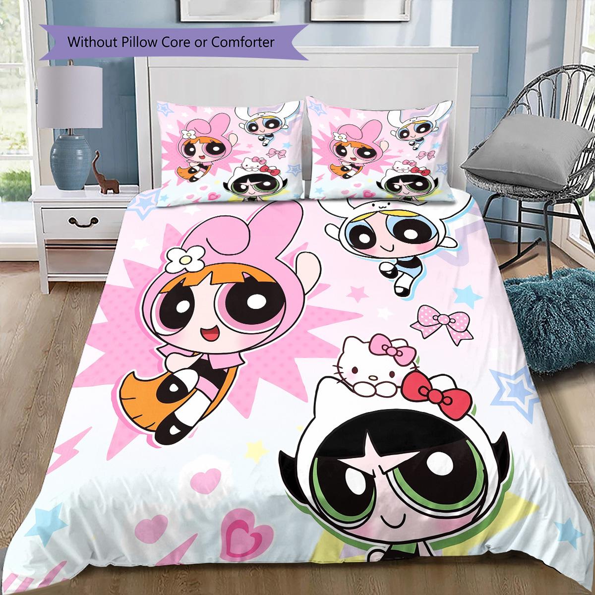 

Dreamy The Powerpuff Girls Bedding Set, 1 Duvet Cover & 2 Pillowcases, Warm Home Atmosphere, Perfect Gift for Fans 135x200cm