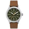 Orologio da polso Timex Expedition Scout da uomo cassa 40 mm color argento quadrante verde cinturino in pelle marrone Taglia 40