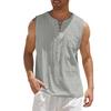 New Men's Sleeveless Top with Tie Up Stand Collar Pullover Shirt