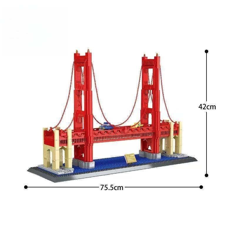 Non-Toxic American Landmark San Francisco Golden Gate Bridge Building Blocks Model Decoration Gift Toy Toys 1977Pcs