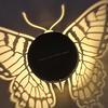 Solar Fence Light Outdoor Deck Step Wall Light Waterproof LED Warm Yellow Light with Flower/Butterfly Pattern for Yard Porch Patio Backyard Decor