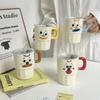 Clown Straw Cup with Lid Mug High looking Creative Ceramic Water Cup Couple Coffee Cup Activity Souvenir Gift