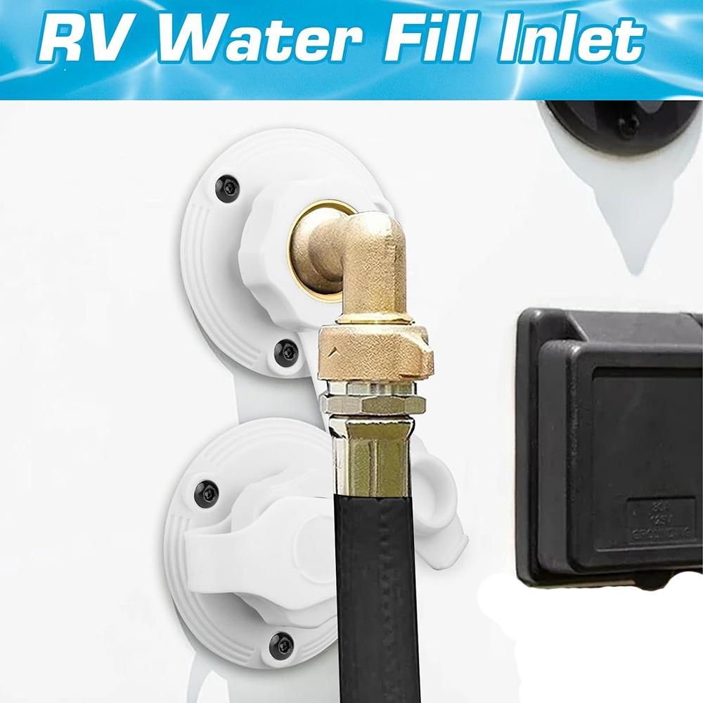 RV City Water Inlet with Brass Check Valve For Camper (White)