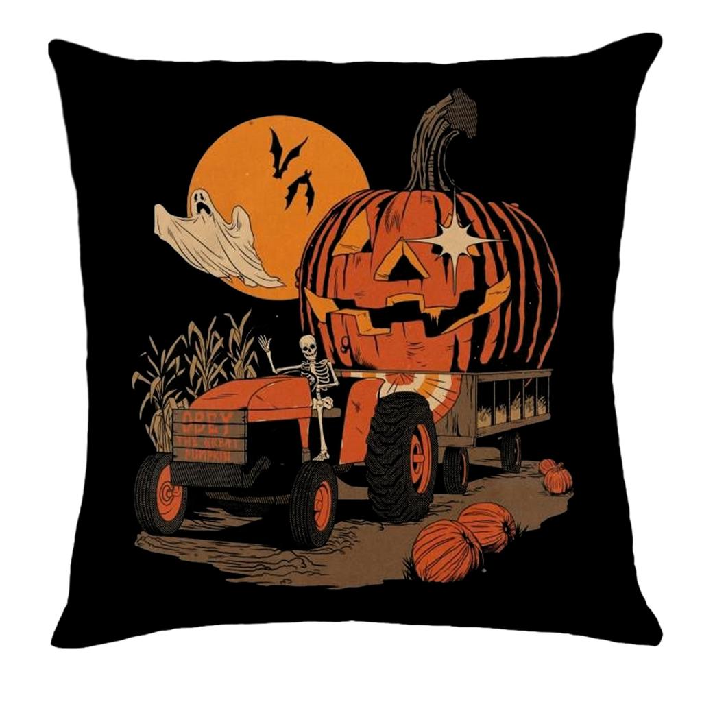 Halloween Home Holiday Party Decorations Pumpkin Skull Ghost Pillow Cover Suitable for Home Living Room Sofa Room Decoration