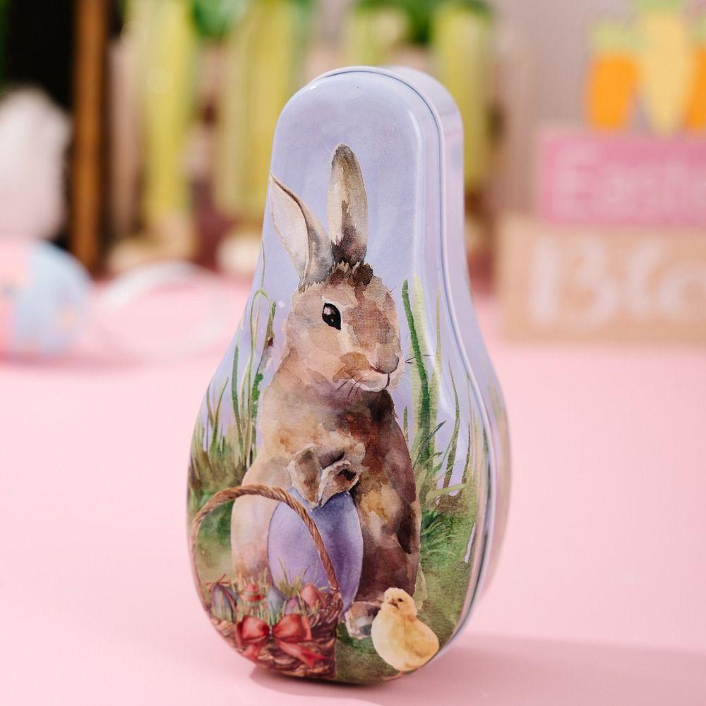 Cartoon Easter Egg Tinplate Case Creative Easter Egg Tin Box Tinplate Candy Box  Cookie Container