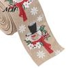 Christmas Floral Arrangements 1 Roll Burlap Ribbon, Faux Linen Wired Ribbon with Snowman DIY Garland Making Supplies Truck Print, Gift Wrapping