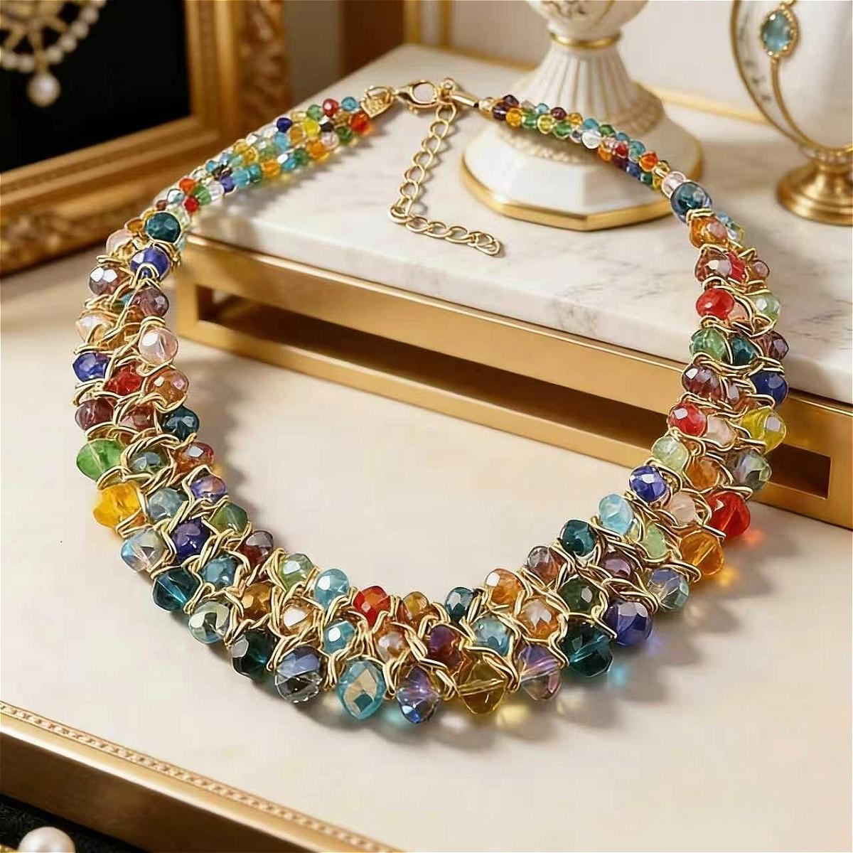 

Bohemian Wire Wrapped Multicolor Beaded Choker Necklace for Women s Daily Wear and Festival Party Fashion Jewelry Gift Hot Sale