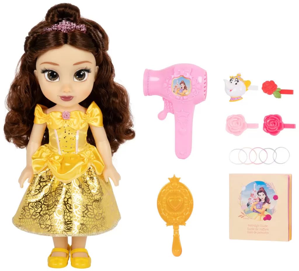 Disney Princess Frozen Hair Care Set (1784991) for Toddler Dolls, Includes Hair Dryer, Hairbrush, and Accessories (Belle) [Parallel Import]