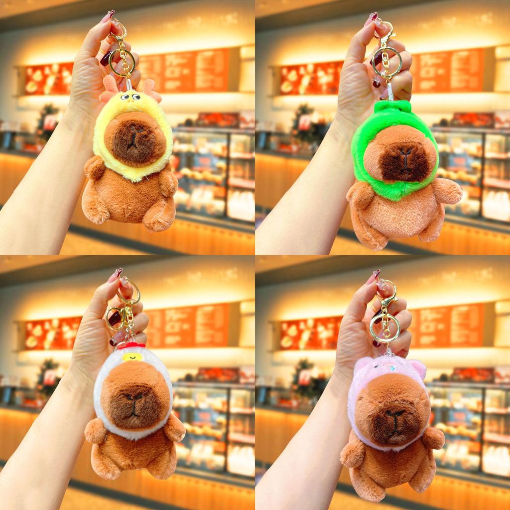Cute Plush Capybara Keychain Pendant Ornament Wholesale Backpack Car Key Ring Doll