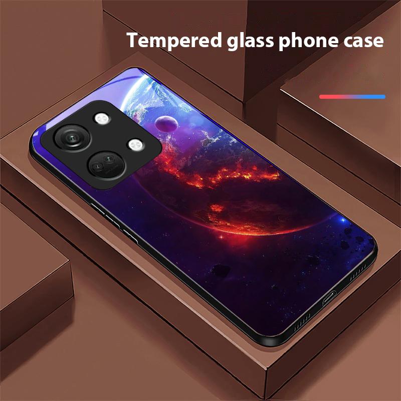 Space Planet For OnePlus Nord 3 5 6T 7 Pro 8 12 10T Reno8 Lite 5G 10R Nord N30 Hard Shell Tempered Glass Phone Case Black