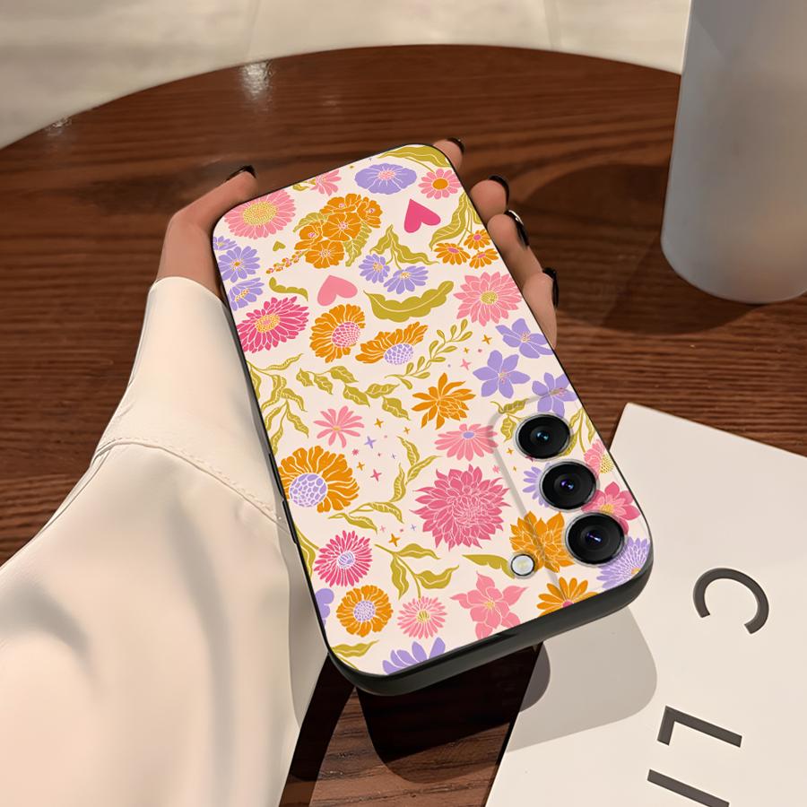 Cartoon Flower Art Funda Phone Cover Case for Samsung Galaxy S26 Ultra S25 Plus Note 20 8 9 10 S24 S20 Ultra S23 S10 S9 S21 FE