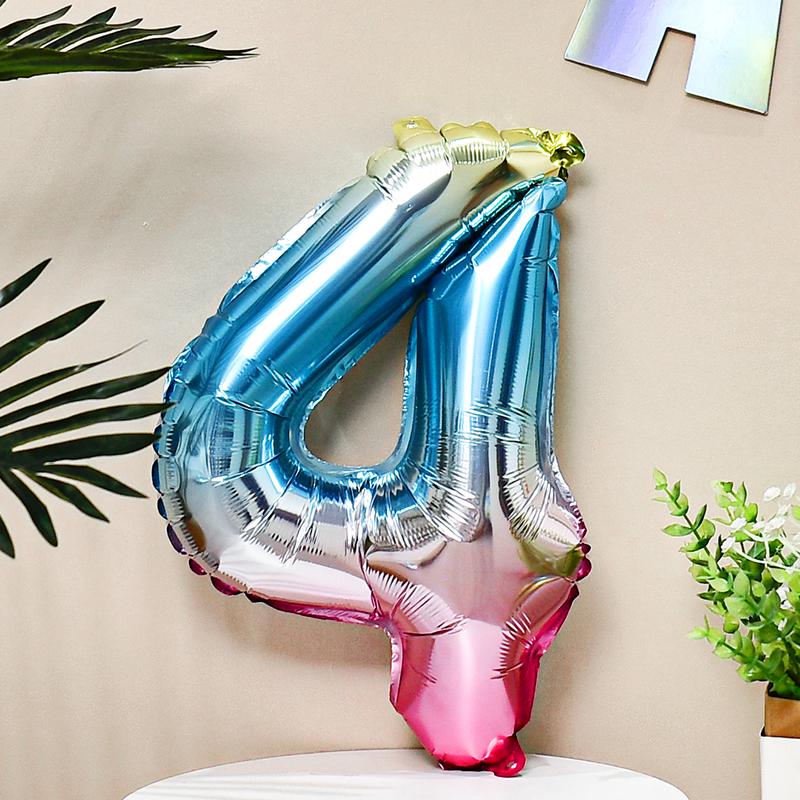 16-Inch Colorful Rainbow Gradient Aluminum Balloon for Kids' Birthday Decoration, Ages 1-5
