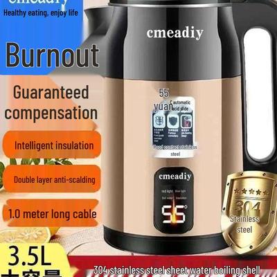 Zhengmei German Electric Kettle - 304 Stainless Steel, Insulated, Constant Temperature, Large Capacity, Durable.