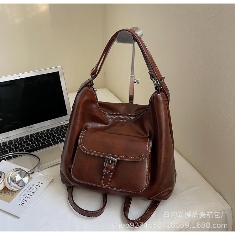Casual commuting retro large-capacity bag women's 2025 new fashion multi-purpose double shoulder back bag single shoulder tote bag
