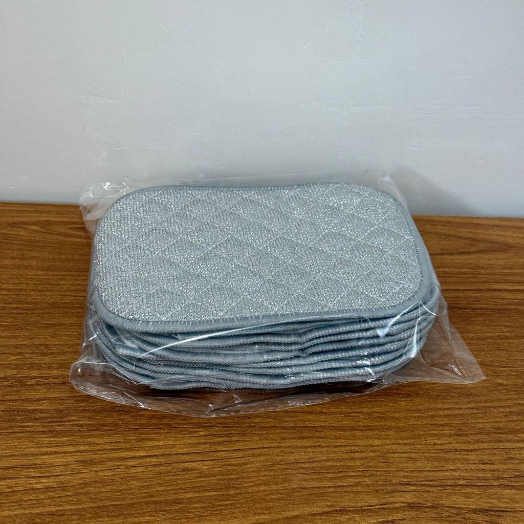 Silver Double Layer Non-Stick Dishcloth: Absorbent, Thickened Cotton Yarn Scouring Pad for Dishwashing and Pot Cleaning