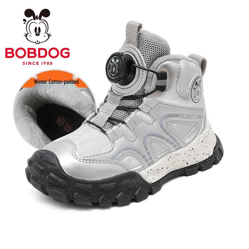 Babudou Kids  Fleece-Lined High-Top Sneakers - Winter Boys  Warm Cotton Shoes 2025 Size 28