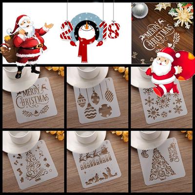 Paper Card Wall Painting Christmas Hollow Stencils Embossing Flower Template Scrapbooking