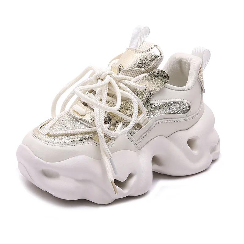 Fashion 6CM Thick Soled Daddy Shoes Women 2024 Spring and Autumn New All-match Small Feet Show Small Increase Muffin Casual Sports Shoes