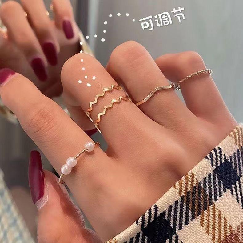 

Cold wind ring female niche design sense combination set ring sweet and cool simple opening personalized joint ring tide