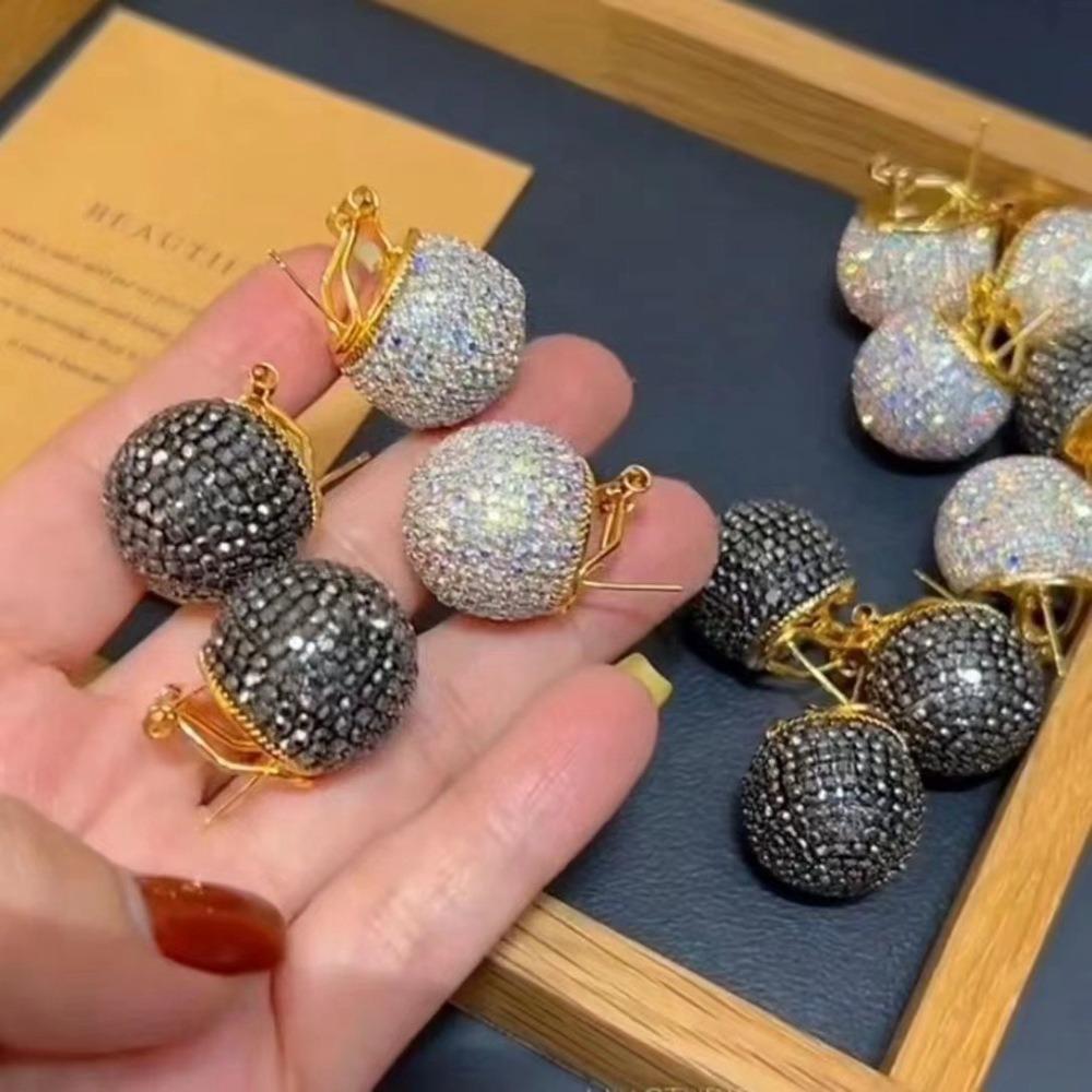 Personality Luxury Sparkle Full Rhinestone Ball Stud Earrings for Women Fashion Banquet Dress Party Jewelry Accessories Gifts