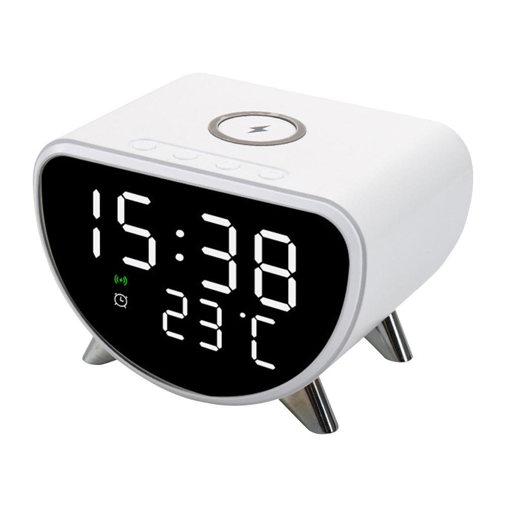 

Digital Alarm Clock with Wireless Charging Desk Clock with Temperature Meter 15W Fast Wireless Charger Station for Bedrooms білий