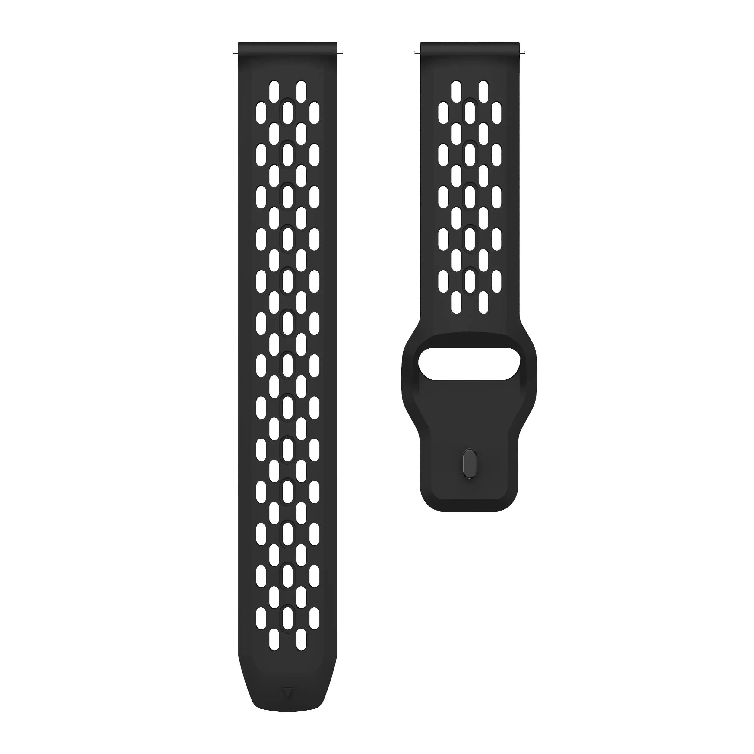 

18mm 20mm 22mm hole Silicone Band for Samsung Galaxy Watch 6 5 4 for Huawei GT4 3 GT2 pro bracelet for Garmin Vivoactive 4 strap 20mm чорний