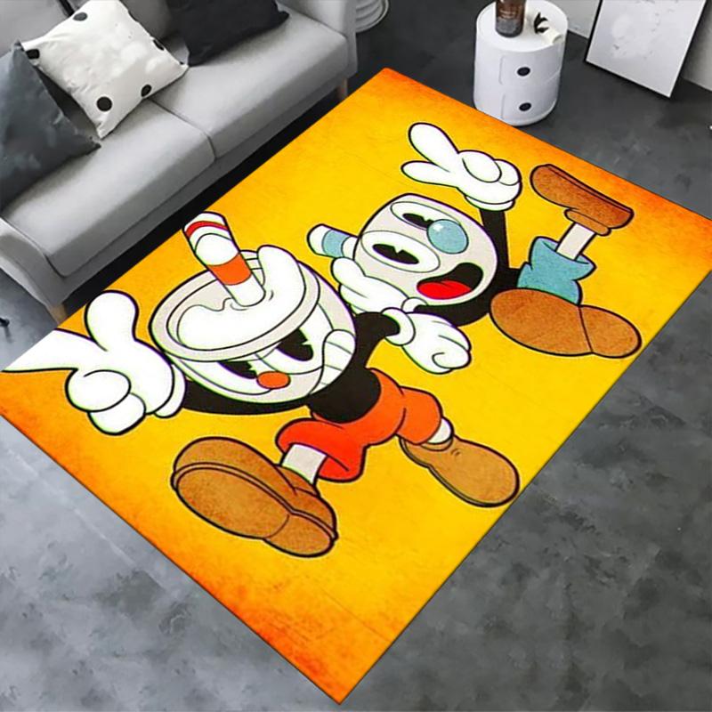 Cuphead Game Carpet Rug for Living Room Bedroom Home Sofa Decoration,Kids Play Non-slip Floor Mat