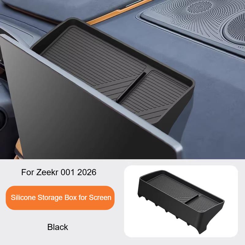 For Zeekr 001 2024-2026 Car Storage Box Behind Central Control Screen Auto Silicone Waterproof Anti-fouling Storage Box