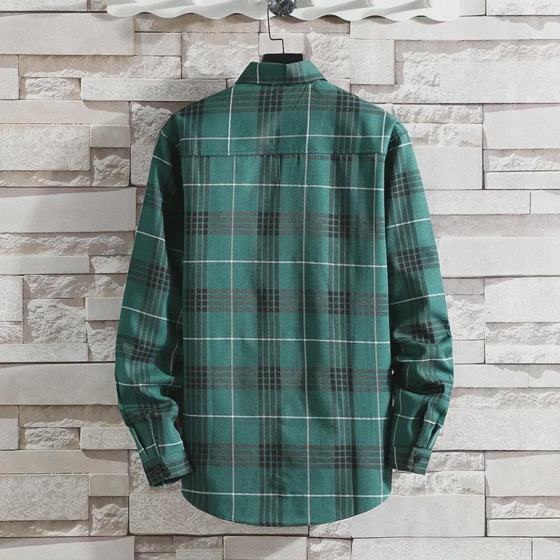 2023 Men's Plus Velvet Warm Plaid Shirt: Thick, Brushed, Slim Fit, Casual Korean Style.