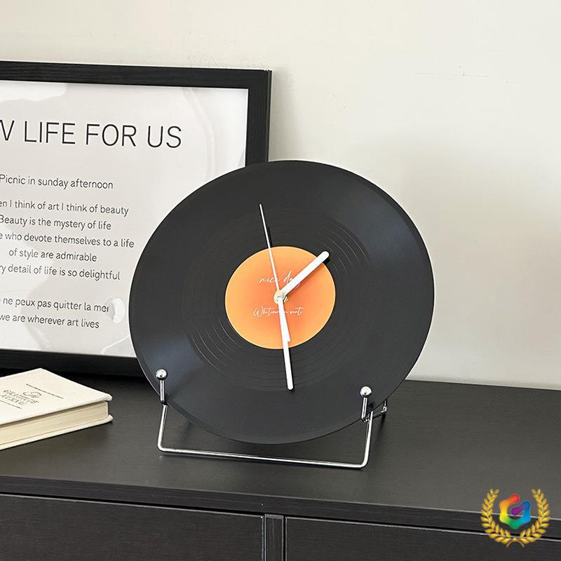 Retro Black Vinyl Record Sunset Clock for Living Room, Office Desk, Wine Cabinet, or TV Wall.