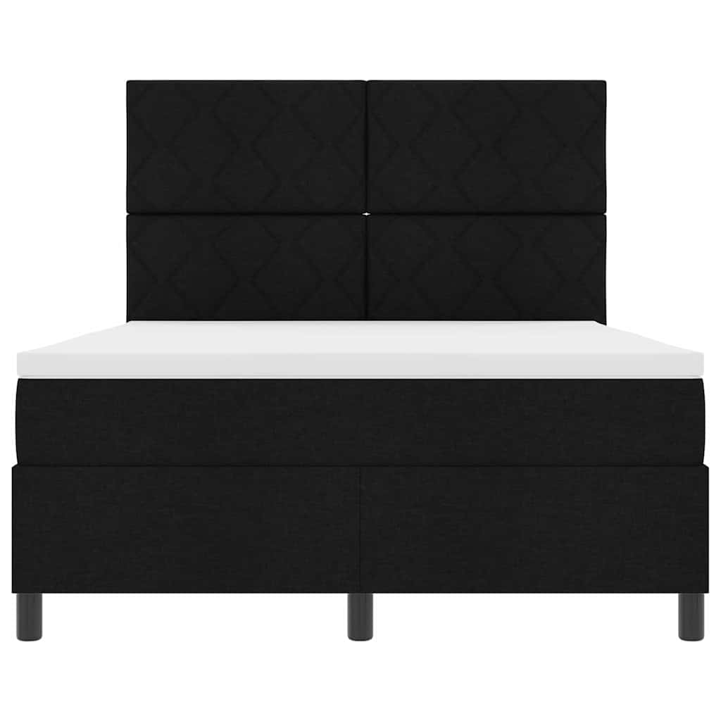 Boxspring Bed with Headboard Black 140 x 190 cm Fabric