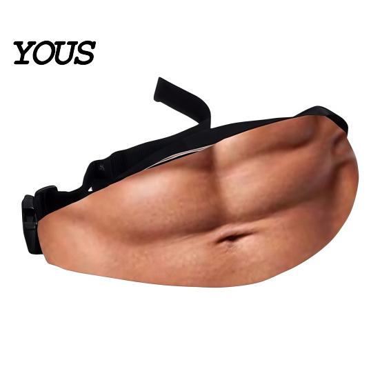 Creative Gag Gift for Men Beer Belly Fanny Pack, Funny Hairy Waist Bag, Realistic 3D Big Practical Storage Pack Belly, Dad Bod Husband