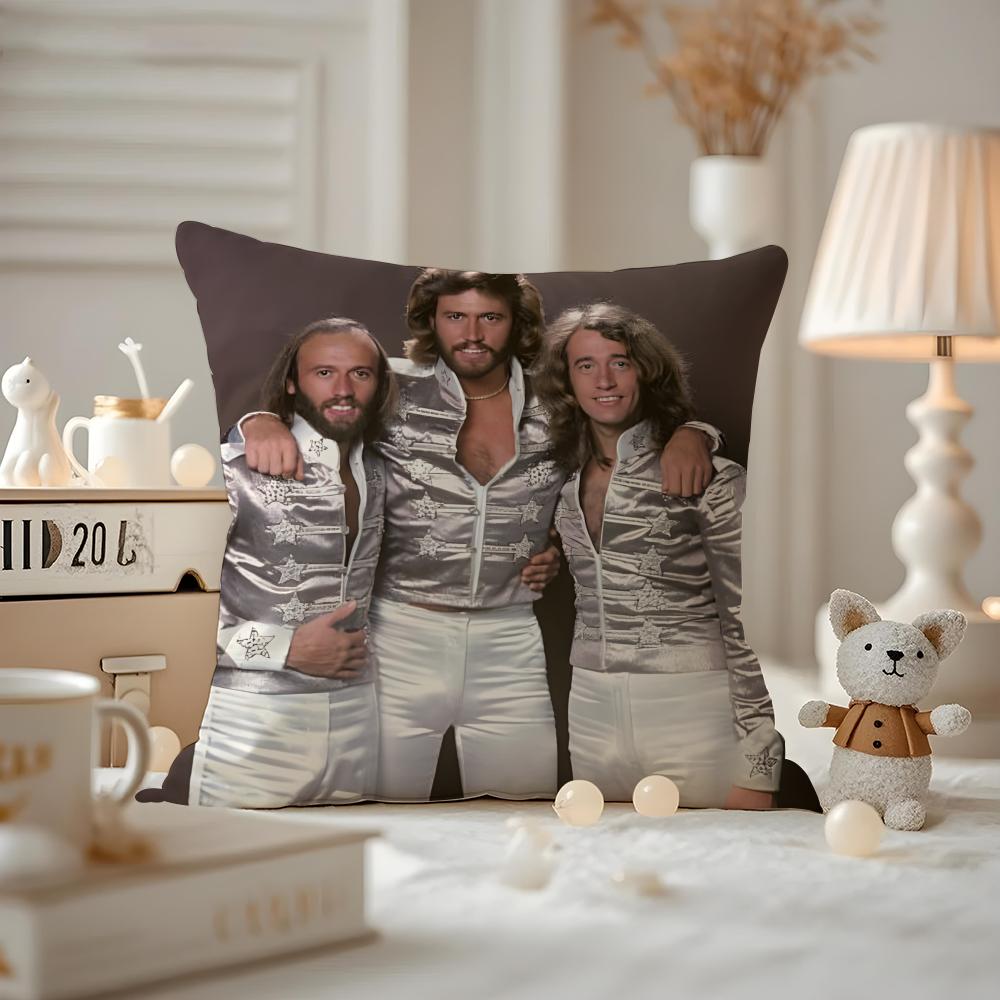 Bee Gees Cushion Cover Anti-dustmite Pillowcase Invisible Zipper Silky Short Plush Sofa Cushion Cover