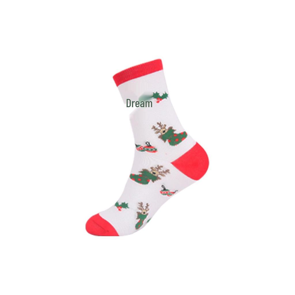 Autumn Santa & Reindeer Christmas Mid-Tube Cotton Socks for Men & Women - Trendy and Comfortable