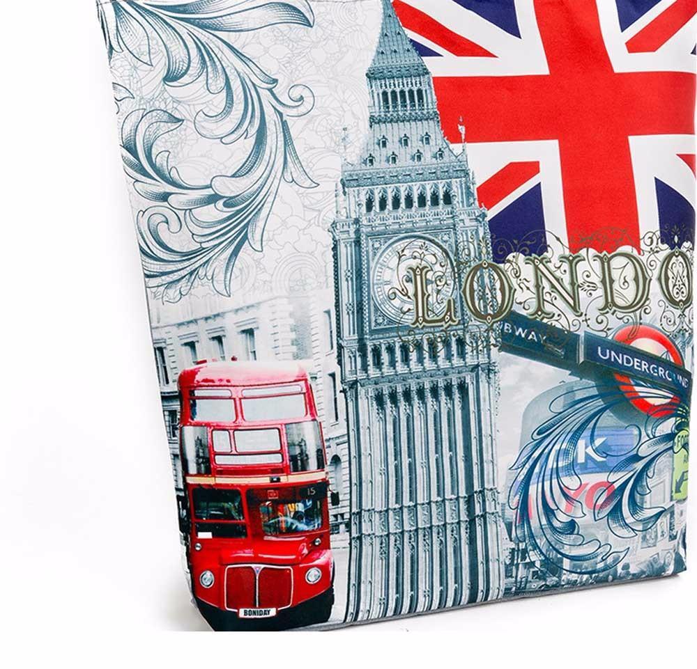 Londra Big Ben Kanvas Tote Günlük Plaj Çantaları Kadın Alışveriş Çantası Çanta