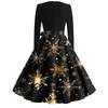 Women's Fashion V-Neck Casual Slim Christmas Printed Long Sleeve Dresses