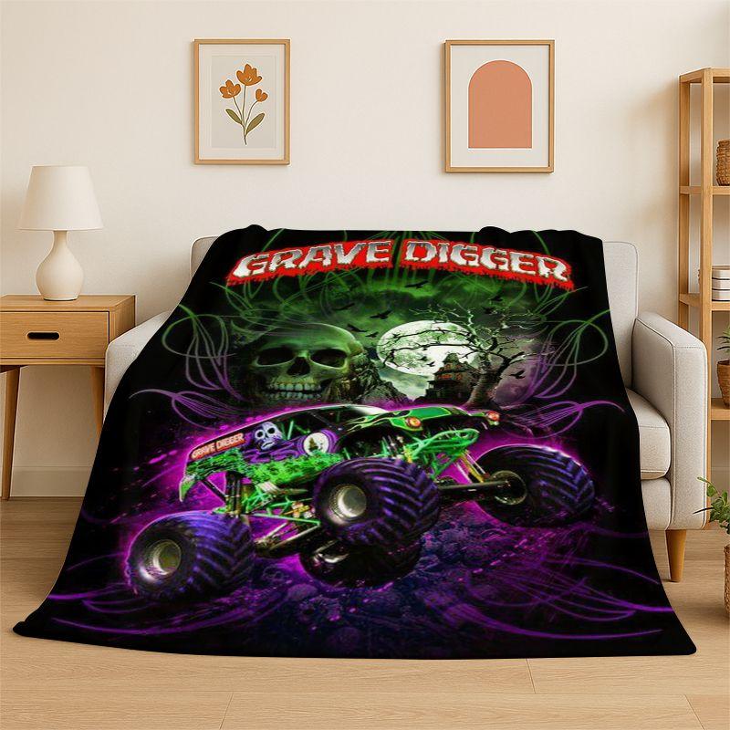 Cartoon Monster Truck Monster Jam Soft Flannel Throw Blanket,Warm Cozy Blanket for Bed,Couch,Sofa,Bedroom,Living Room,Travel