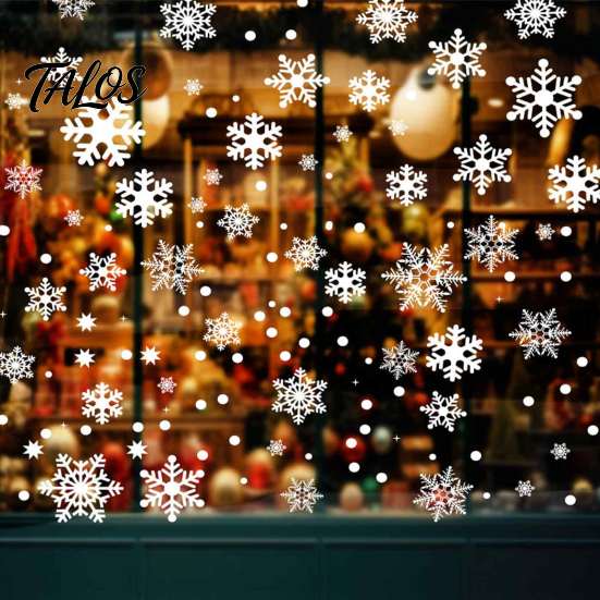 Shop Window Snowflake Displays 3PCS Christmas Static Stickers, Reusable Cling Decals, PVC Home Winter Glass Stickers Decoration Clings for Windows And
