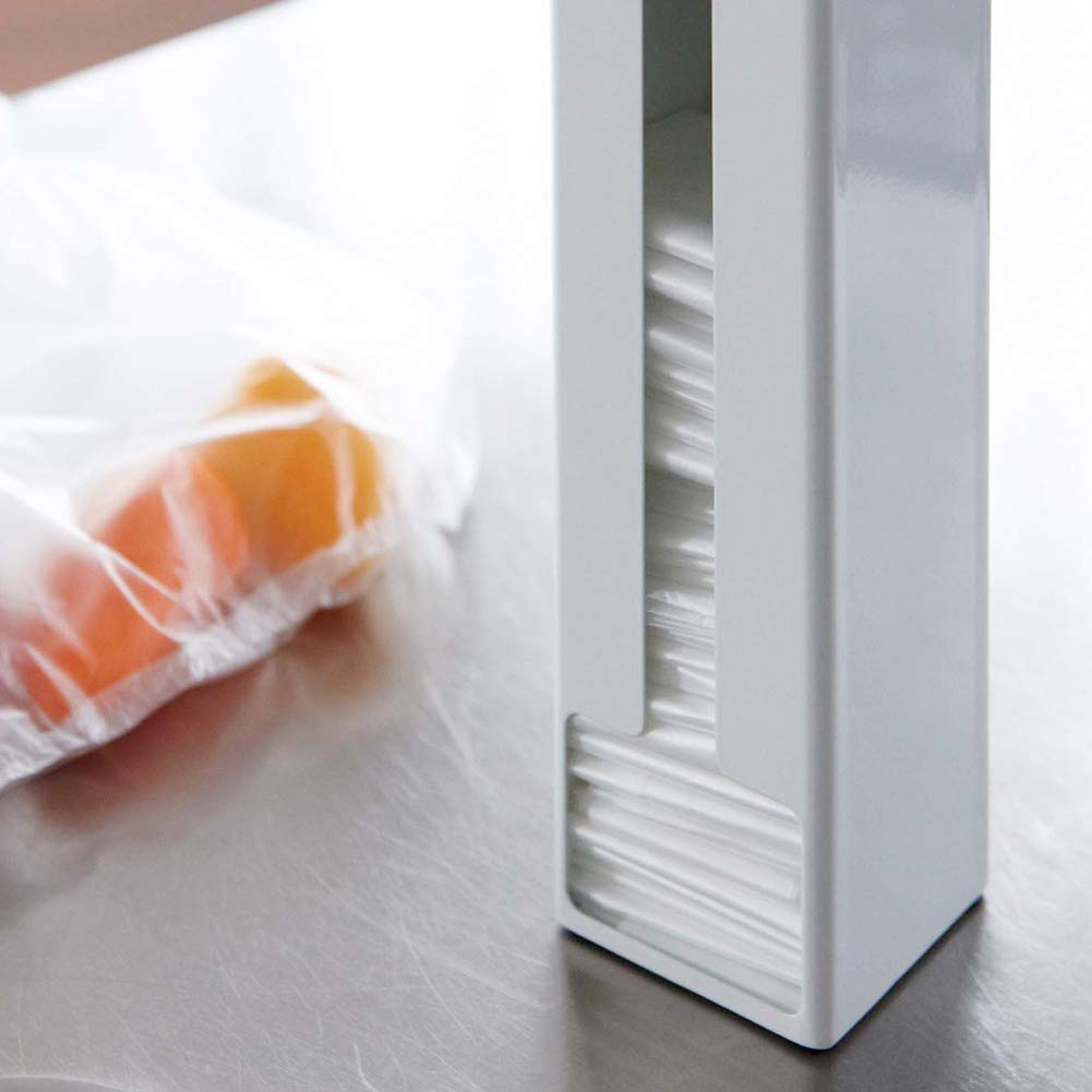 Yamazaki Magnetic Freestanding Plastic Bag Storage Tower, White, Approx. W8 x D8 x H32.5cm (Tower 7839)