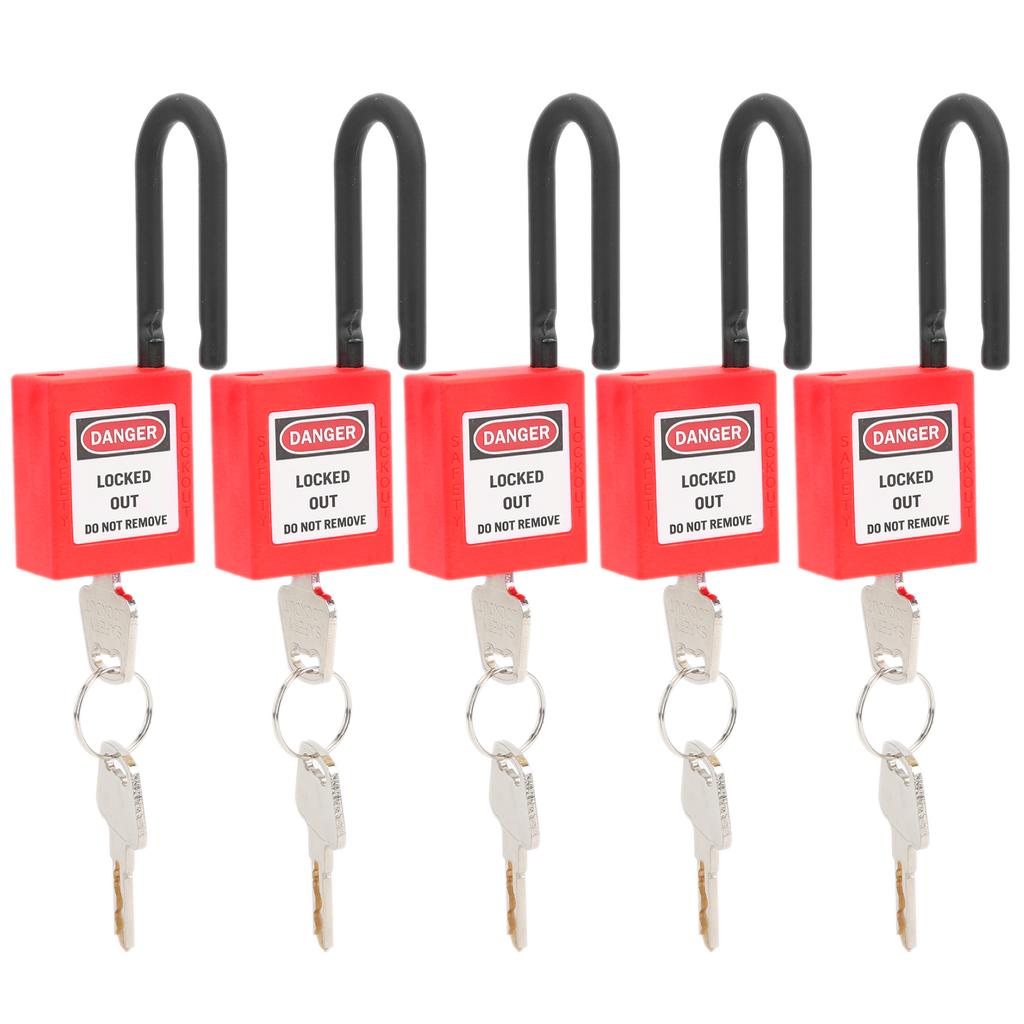 5 Sets Lockout Lock 38mm Nylon Engineered Dustproof Security Padlock for Industrial SiteRed