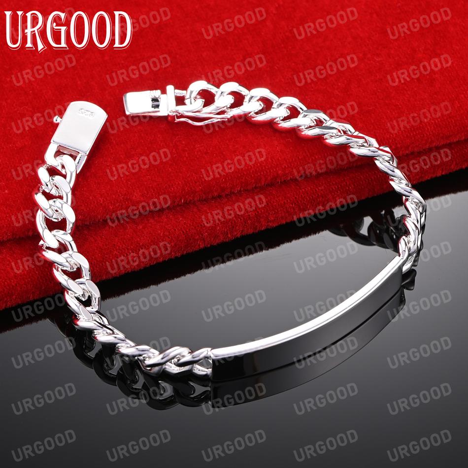 925 Sterling Silver 8mm Smooth Side Bracelet Fashion Wedding Jewelry